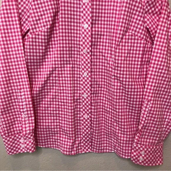 L.L. BEAN Blouse Top Vintage Pink Gingham Classic Style Size S - Picture 3 of 7